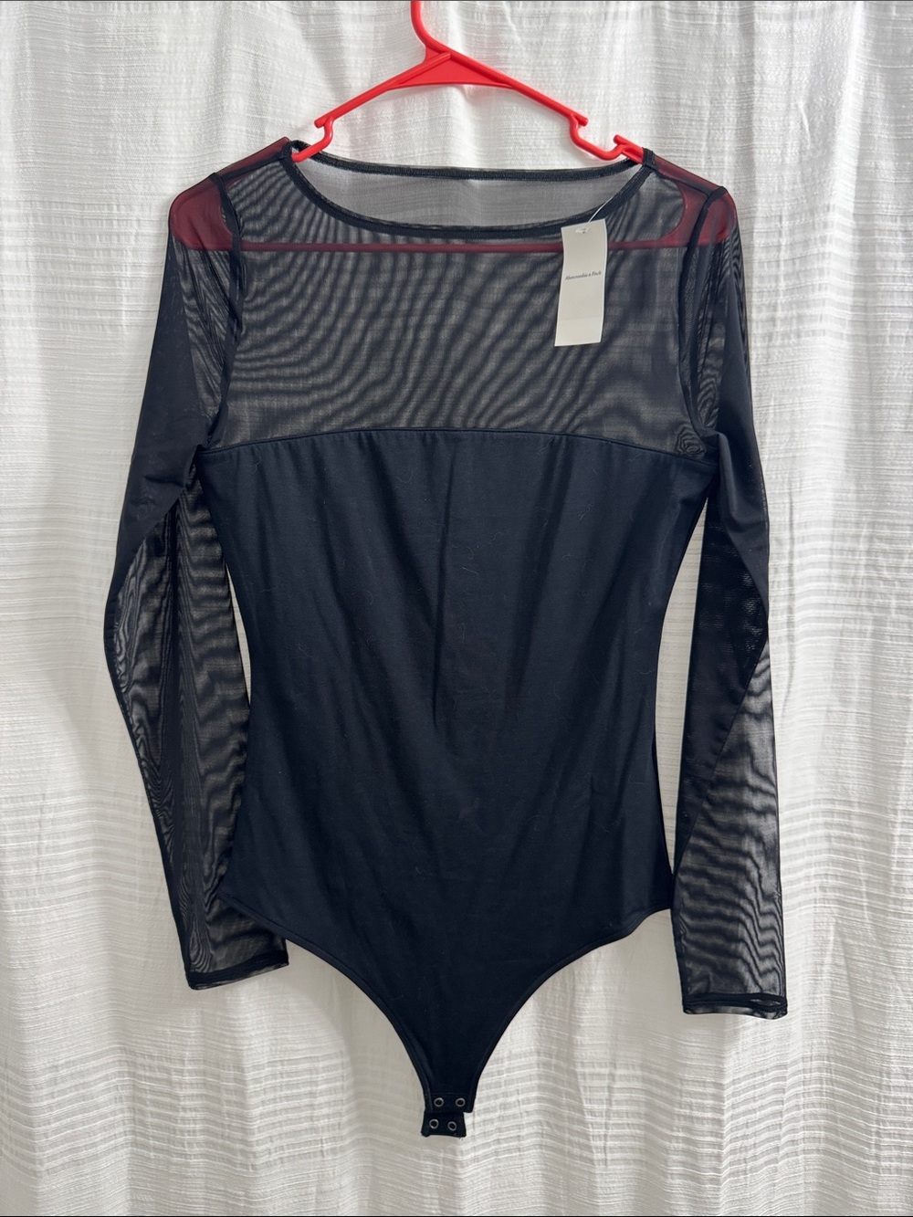 Abercrombie & Fitch Black Sheer Mesh Long-Sleeve Bodysuit